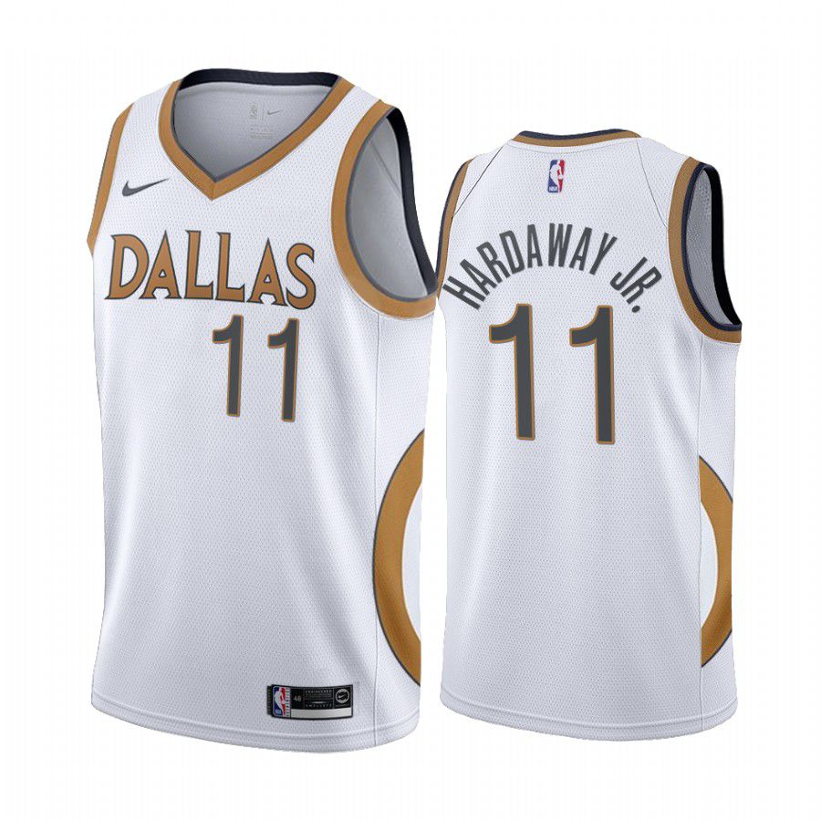 Men Dallas Mavericks 11 tim hardaway jr white city edition gold silver logo 2020 nba jersey